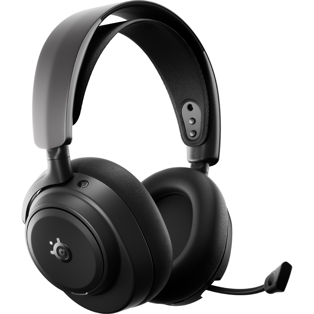 Black SteelSeries Arctis Nova Pro Wireless headset, side view